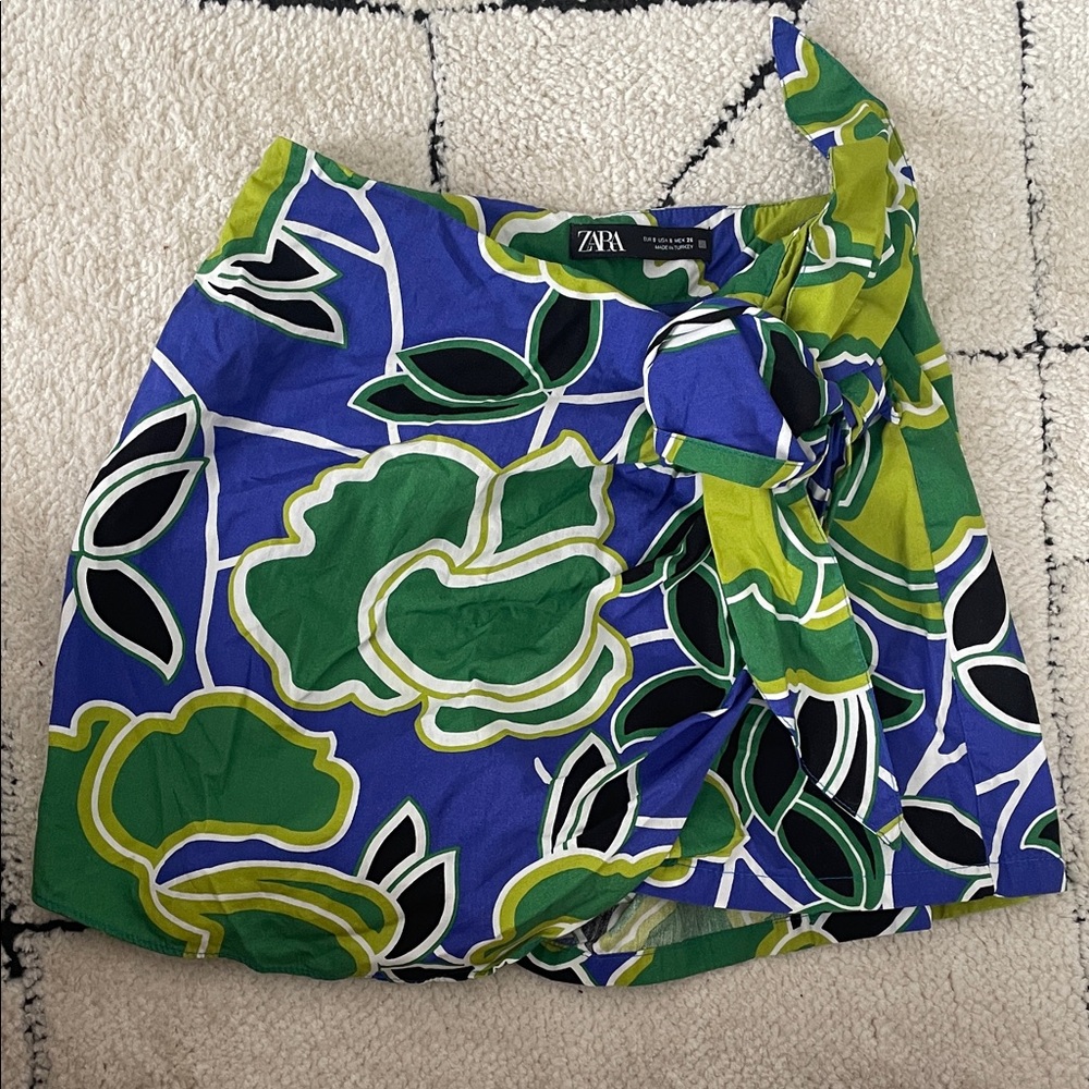 Zara Multicolor Floral Wrap Skort